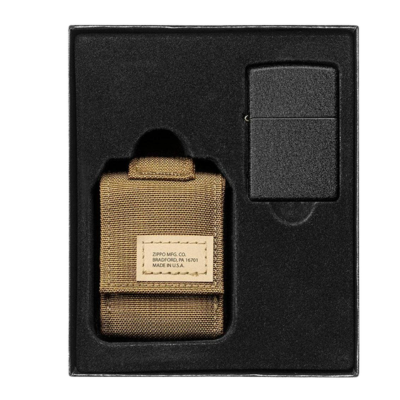 ZIPPO ZESTAW BLACK CRACKLE+ETUI